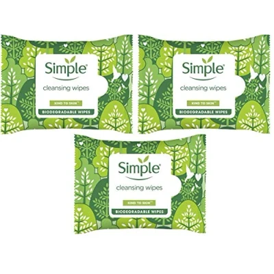 Image of Simple Kind to Skin Cleansing Wipes Biodegradable 20 Piece 3 Packs