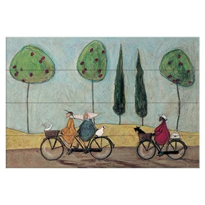 Image of The Art Group Sam Toft A Nice Day for It Wood Print 40 x 59cm, Multi Colour, 59 1.3 cm
