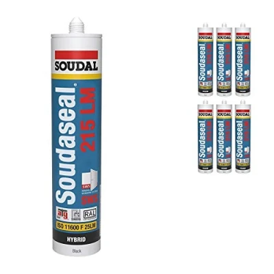Image of 6 x Black Soudal SWS Sealant Hybird Polymer Silicone Low Modulus Airtight Soudaseal
