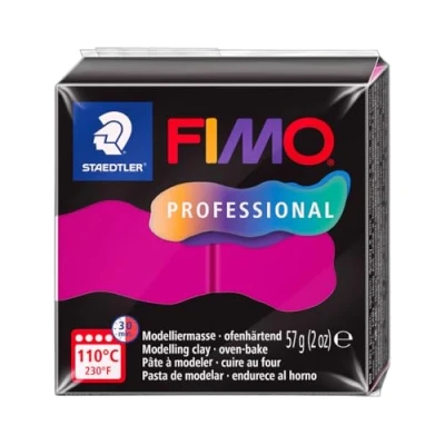Image of STAEDTLER Polymer Modelling Clay FIMO Professional Oven Bake True Magenta, 57g 1 Block, 8040 210