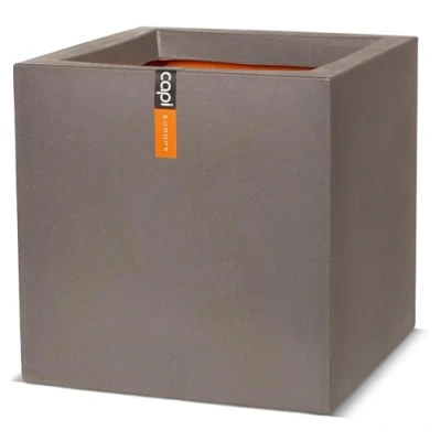 Image of CAPI EUROPE Planter square Smooth NL 50x50 Warm taupe Opening Ø42 Pot for indoor and outdoor use Shatterproof 100% recyclable KWT904