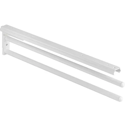 Image of Design H6007 Towel Rail Extendible for Bathroom &amp;Kitchen Cupboard white Coated Tea Holder Single Arm Length 465 mm 1 Piece with Mounting Material, plastic, Metal coating., 2 armig