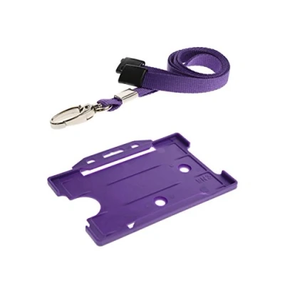 Image of Purple ID Card Badge Holder Lanyard Neck Strap with Metal Clip &amp; Safety Breakaway Release for Pass (Pack of 2) by It