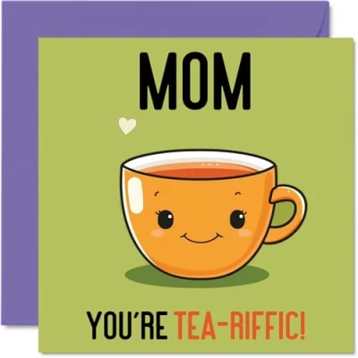 Image of Birthday Cards for Mom Tea riffic Funny Happy Card from Son Daughter, Mother’s Day Mother, 145mm x Joke Greeting Women Her