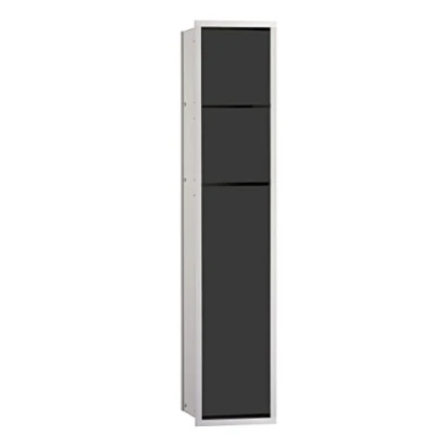 Image of Emco Asis 150 975027550 Flush Bathroom Cabinet for Toilet, Wipes, Chrome/Black, without Mounting Frame, Door Hinge Selectable, Metal, 0,9 x 0,3 0,28