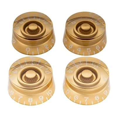Image of Musiclily Pro Metric Size 18 Splines Speed Control Knobs for Asia Import Guitar Bass Split Shaft Pots, Gold (Set of 4)
