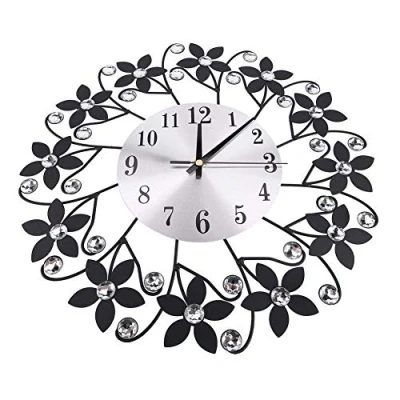 Image of AUNMAS Wall Clock, Metal Clock Modern Silent Non Ticking Rhinestone Clocks Fashion Design for Home Office Decor