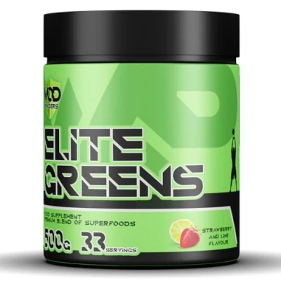 Image of Elite Greens Superfood WOD Powders 34 Vegan Superfoods and Natural Ingredients, Green Red Fruits, Berries,Vegetables, Prebiotics &amp; Digestive Enzymes 500g (Strawberry Lime)