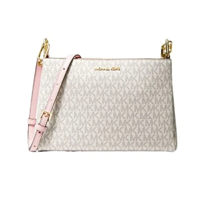 Image of Michael Kors Coated Canvas Crossbody Bag Purse Messenger Handbag Powder Blush