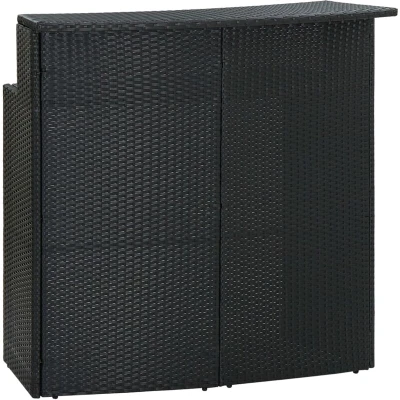 Image of vidaXL Garden Bar Table Black 120x55x110 cm Poly Rattan