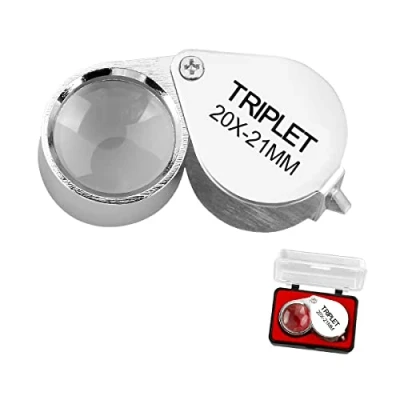 Image of Metal Jewellery Magnifier, GLADFRESIT Folding Handheld Jewellers Loupe Magnifying Glass Lens for Identification, Insects Observation, Newspaper Books Reading (20X)