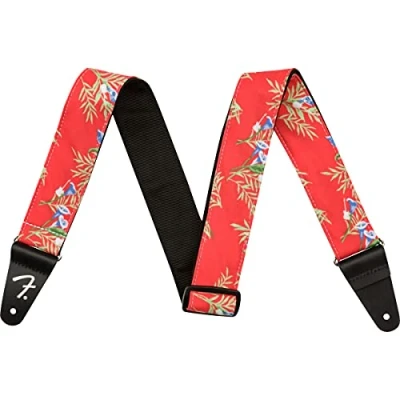 Image of Fender® Hawaiian Guitar Strap Width 5 cm Length 86 150 Red Floral