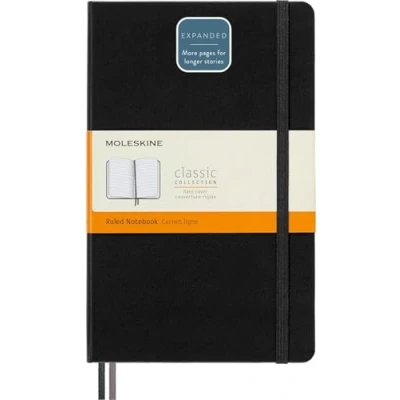 Image of Moleskine Classic Expanded Ruled Paper Notebook Hard Cover and Elastic Closure Journal Color Black Size Large 13 x 21 A5 400 Pages