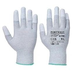 Image of Portwest Antistatic PU Fingertip Glove Grey XS