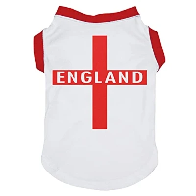 Image of Petitebelle England Cross Puppy Dog Shirt (White, Large)