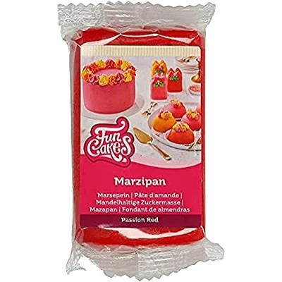 Image of FunCakes Marzipan Passion Red: Easy to Use, Delicious Taste, Flexible and Smooth, Roll Out, Fine Firm, Perfect for Cake Decorating, Halal, Kosher Gluten Free. 250 g.