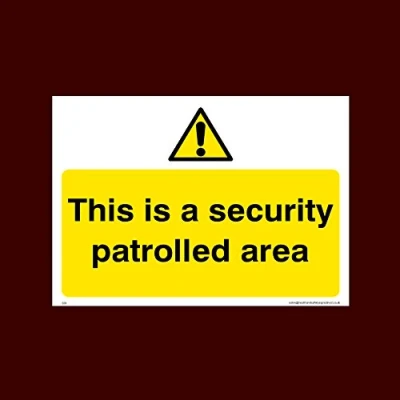 Image of This is a security patrolled area Sticker/Self Adhesive Sign (S51) CCTV, Security, Warning, Alarmed, Surveillance, Camera, Dogs, Premises