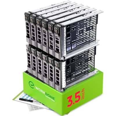 Image of WORKDONE 12 Pack 3.5&quot; Hard Drive Caddy Compatible for Dell PowerEdge Selected 11 13th Gen Servers with Installation Manual Front Sticker Labels Screwdriver Strong Tray Screws