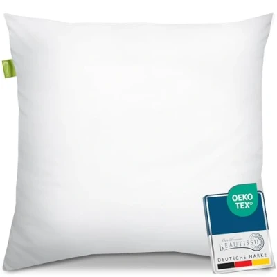 Image of Beautissu Bed Pillow 80x80cm BeauNuit NK Soft Quilted Sleeping Cushion 800gr 100% Microfibre Padding for more Support Washable Hypoallergenic