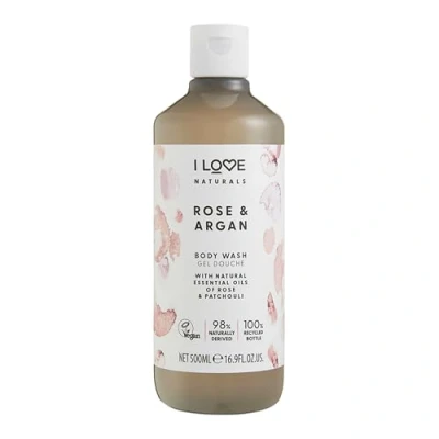 Image of I Love Naturals Rose &amp; Argan Body Wash, Natural Oils Of Patchouli, Formulated Using Essential For Silky Smooth Moisturised Skin, 500ml