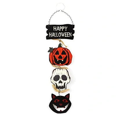 Image of Alnicov Halloween Door Hanging Welcome Sign,Happy Wooden Plaque Board Sign Decor for Home Office School Outdoor Haunted House Decorations