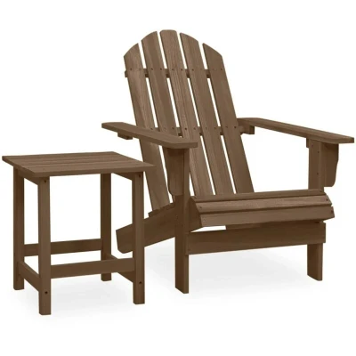 Image of vidaXL Garden Adirondack Chair with Table Solid Fir Wood Brown