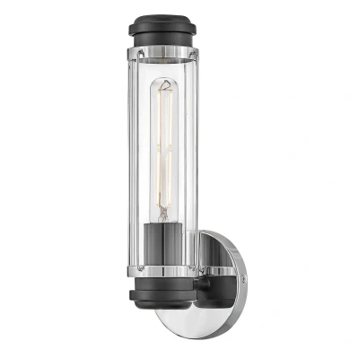 Image of Masthead 1 Light Outdoor Wall Polished Chrome &amp; Black IP44