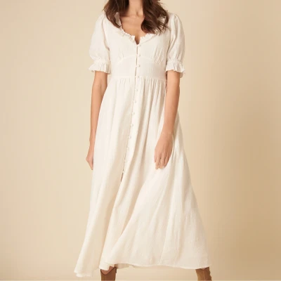 Image of Nobody&#039;s Child Flossie Plain Cotton Seersucker Dress UK 8