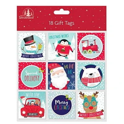 Image of Christmas Glitter Gift Tags 18 Tip On Cute Pack Character Xmas