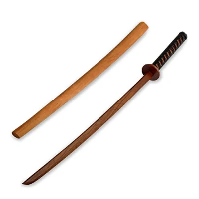 Image of Children Wooden Roped Bokken With Scabbard Red Oak