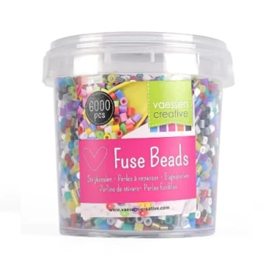 Image of Vaessen Creative Fuse Beads, Glitter Mix, Set of 6000 Pieces for DIY Crafts with Kids, Making Jewelry, Homemade Decorations and Other Crafty Ideas, 5mm