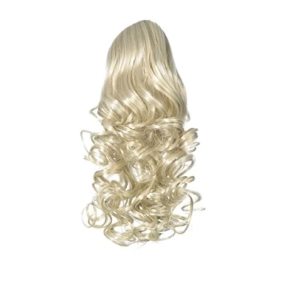 Image of Love Hair Extensions Curly Drawstring Synthetic Ponytail Colour 22/60/613 Beach Blonde/Cream Blonde/Pure Blonde 12 inch