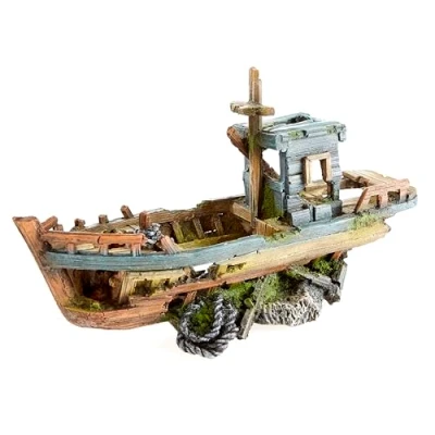 Image of CLASSIC Aquarium Ornament Fishing Boat Wreck