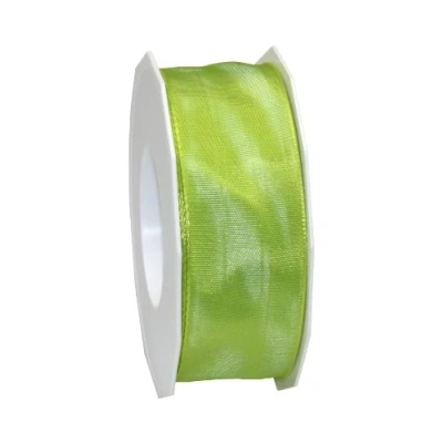 Image of C.E. Pattberg Präsent Lyon Wired Taffeta Ribbon Lime Green 40 mm width, 25 m length