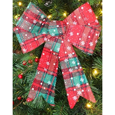 Image of Christmas Concepts® 31cm Traditional Red &amp; Green Tartan Bow Tree Decorations