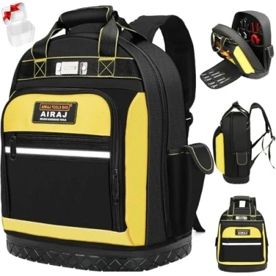 Image of AIRAJ 43 x 38 20 cm Tool Backpack,Heavy Duty Backpack with ABS Rubber Base,Easy to Carry (Backpack/Handbags) Backpacks Suitable for Electrician, Plumber, Maintenance Worker
