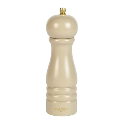 Image of Salter BW12029BEU7 Olea Salt &amp; Pepper Mill Refillable Universal Mill, Twist To Grind, Ceramic Mechanism, Adjustable Fine Coarse 56g Rock Salt/24g Corns, Extra Cap Included, Beige