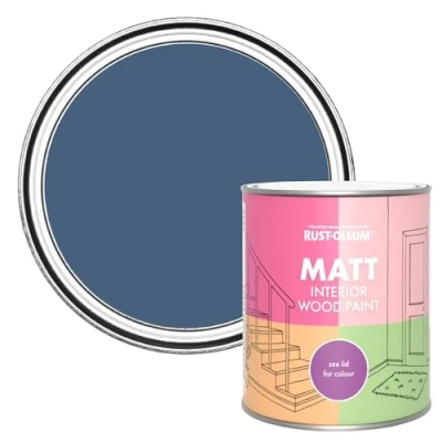 Image of Rust Oleum Blue Interior Wood Paint in Matt Finish Ink 750ml