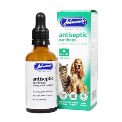 Image of WUNDAPETS JOHNSONS VETERINARY ANTISEPTIC EAR DROPS FOR PET DOGS CATS SMALL ANIMALS 50ML
