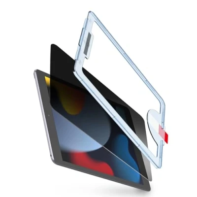 Image of BERSEM Privacy Screen Protector for iPad 9th / 8th 7th Generation (10.2 Inch, 2021/2020/2019) Anti Spy, Auto Alignment EZ Kit, Tempered Glass Film, Case Friendly, Scratch
