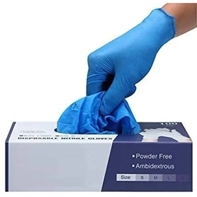 Image of Surgicals Powder Free Nitrile Gloves, Food Grade, Hand Disposable Gloves 100 Count Blue (100, Medium)