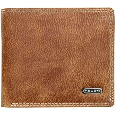 Image of Felda Mens Genuine Leather Purse RFID Protection with 8 Credit Card Slots Tan VT