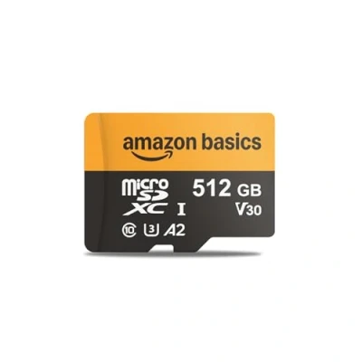 Image of Amazon Basics 512GB Micro SD Card with Reader Adapter, Fast Speed Up to 200MB/s, Black, 1 Pack