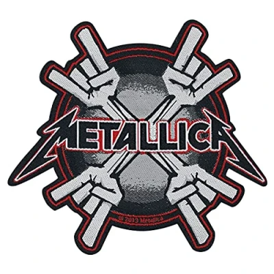 Image of Metallica Patch Metal Horns Band Logo Official Black Cut Out 10cm x 9cm Taglia unica