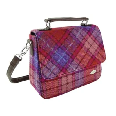 Image of Harris Tweed &#039;Thurso&#039; Square Bag Made in Scotland, Orange and Purple Tartan