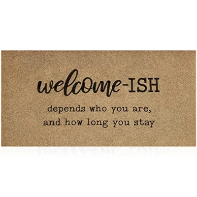 Image of JJUUYOU Large Rug for Hallway Welcome Mat Front Door Outside Entryway Funny ish Doormat 120X45CM Non Slip Rubber Backing Brown Low Profile Mats Entry Patio Shoe Rugs