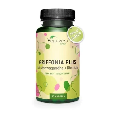 Image of Vegavero 5HTP High Strength 750 mg Griffonia Seed, Rhodiola &amp; Ashwagandha Extracts Premium Branded Raw Materials Synergistic Natural Adaptogens NO Additives, Lab Tested Vegan