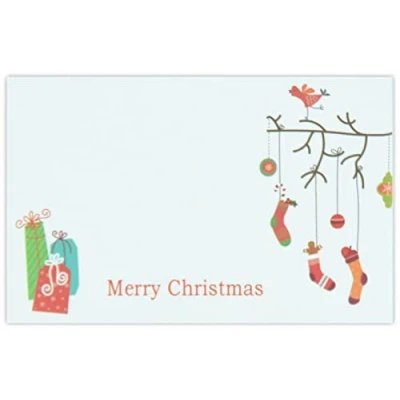 Image of celloexpress Merry Christmas (Stockings &amp; Presents) Flower Message Cards 60mm x 90mm Florist Card Gift Notes (Pack of 20)
