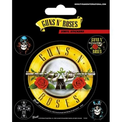 Image of Pyramid International Guns N&#039; Roses (Bullet Logo) Vinyl Stickers, Paper, Multi Colour, 10 x 12.5 1.3 cm