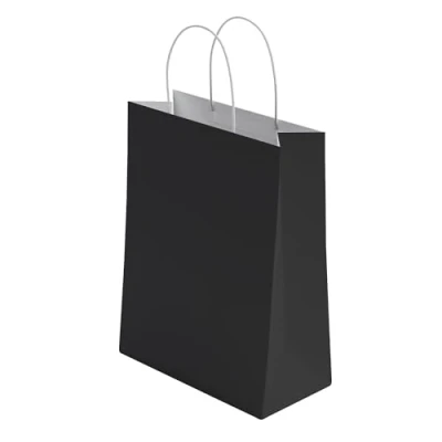 Image of 30 Pcs Small Black Paper Party Bags With Handles Colourful Gift for Kids Parties Weddings Birthdays Baby Showers Xmas and Sweets 18x22x8cm Kraft